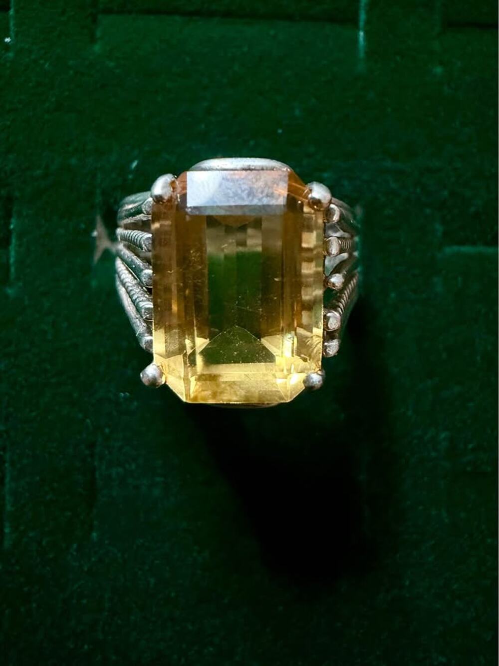 Chateau d'Argent Sterling 925 Emerald Cut Citrine Ring 7.5 ~8ct